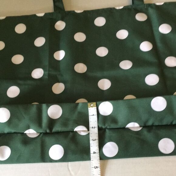 Kate Spade Large Beach Shop Toy Reusable Tote Bag Green White Polka Dot - Picture 9 of 12